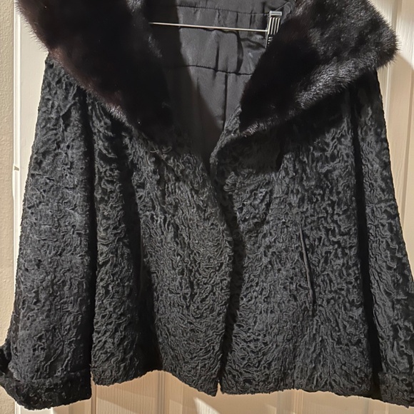 Black Persian Lamb Jacket with Mink Color